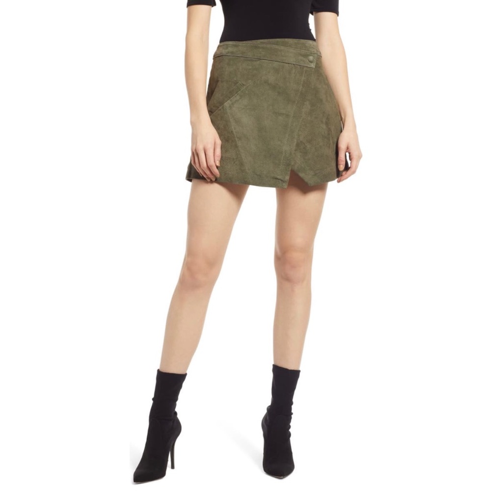 BLANKNYC Snap Front Suede Wrap Skirt in Herb Size 30